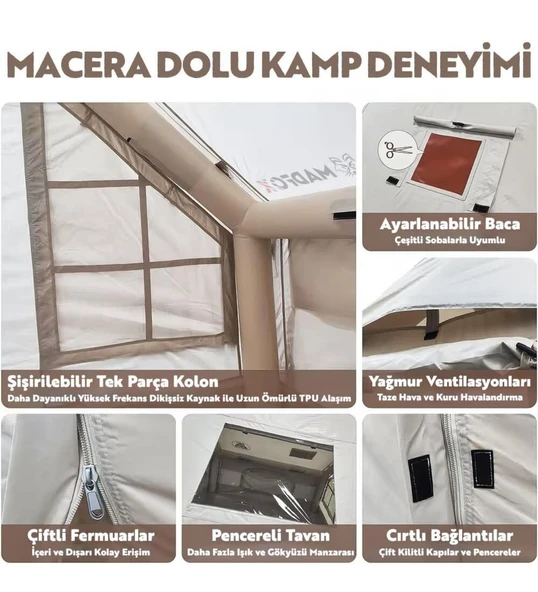 Bigless Clamping Cotton İnflatable Şişme Çadır [Baca Çıkışlı] - Resim 8