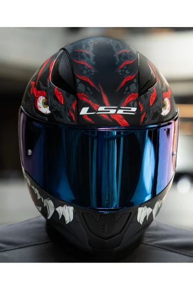 LS2 Rapıd 2 Kaıju  Fullface Motosiklet Kaskı Mavi Camlı - Resim 2