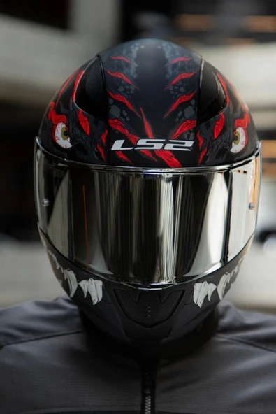 LS2 RAPID 2 KAIJU MAT SİYAH-KIRMIZI-BEYAZ KASK - Resim 3