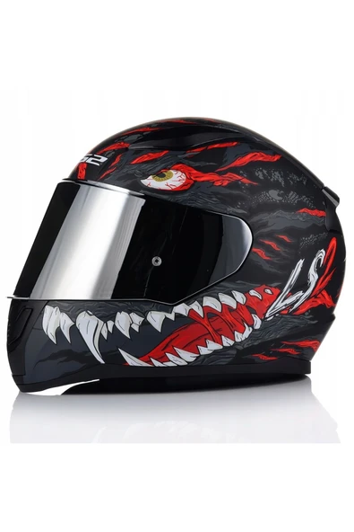LS2 Rapıd 2 Kaıju Mat Siyah-Kırmızı Fullface Motosiklet Kaskı Gri Camlı ürün görseli