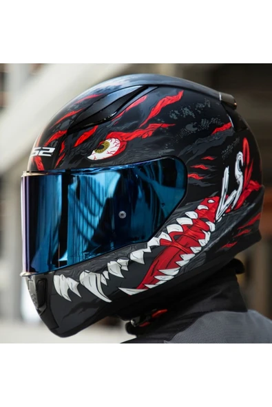 LS2 Rapıd 2 Kaıju  Fullface Motosiklet Kaskı Mavi Camlı ürün görseli