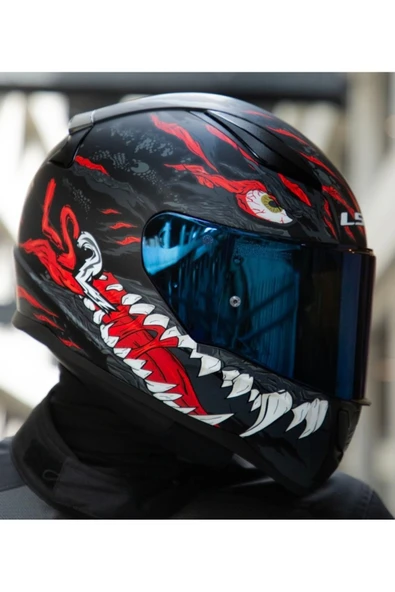 LS2 Rapıd 2 Kaıju  Fullface Motosiklet Kaskı Mavi Camlı - Resim 4