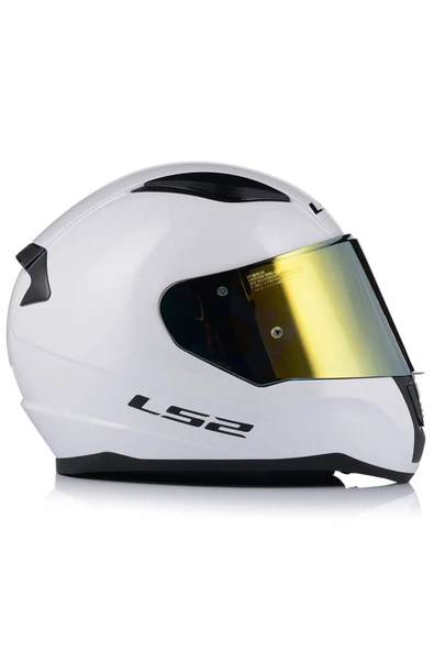 LS2 Rapıd 2 Beyaz Kapalı Motosiklet Kaskı Gold Camlı - Resim 6