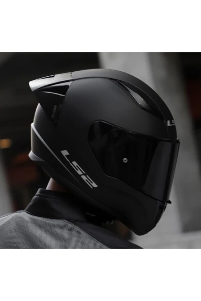 LS2 Rapıd 2 Race Mat Siyah Full Face Motosiklet Kaskı Siyah Camlı - Resim 3