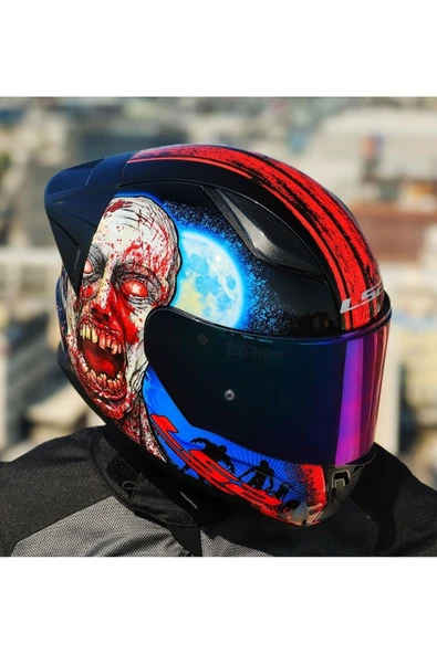 LS2 Rapıd 2 Race Zombıe Kapalı Motosiklet Kaskı Gökkuşağı Camlı ürün görseli