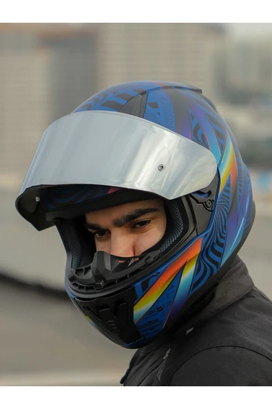 LS2 RAPID 2 OPTIK MAT MAVİ-MOR KASK - Resim 7