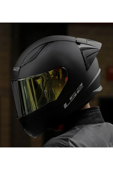 LS2 Rapıd 2 Race Mat Siyah Fullface Motosiklet Kaskı Gold Camlı ürün görseli