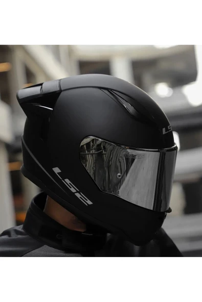 LS2 Rapıd 2 Race Mat Siyah Fullface Motosiklet Kaskı Gri Camlı - Resim 2