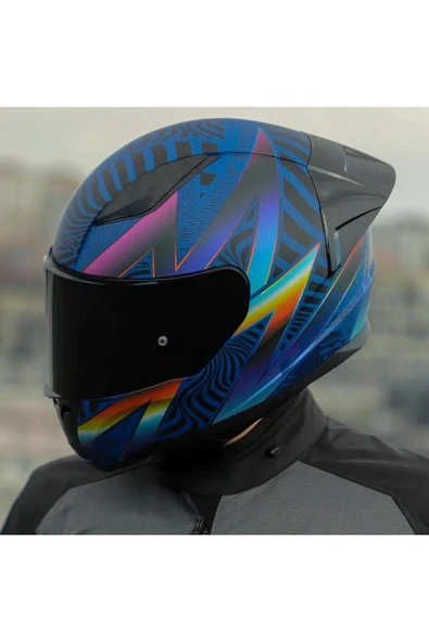 LS2 Rapid 2 Optik Race Full Face Motosiklet Kaskı Yarış Spoiler Siyah Vizörlü - Resim 5