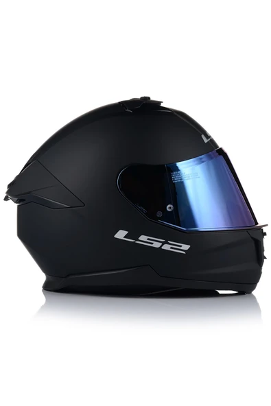 LS2 Stream 2 Mat Siyah Kapalı Motosiklet Kaskı Mavi Camlı - Resim 3