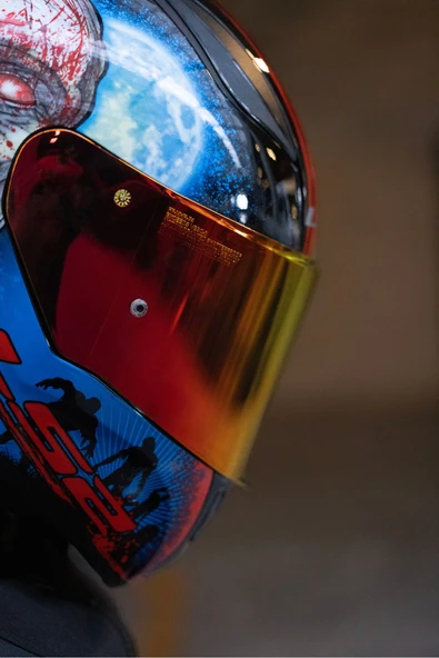 LS2 RAPID 2 ZOMBIE SİYAH-KIRMIZI KASK - Resim 5