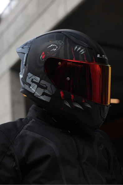 LS2 RAPID 2 RACE CLAWN KAPALI MOTOSİKLET KASKI KIRMIZI CAMLI - Resim 6