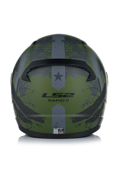 LS2 RAPID II THUNDER BIRDS MAT YEŞİL MOTOSİKLET KASKI GRİ CAMLI - Resim 3