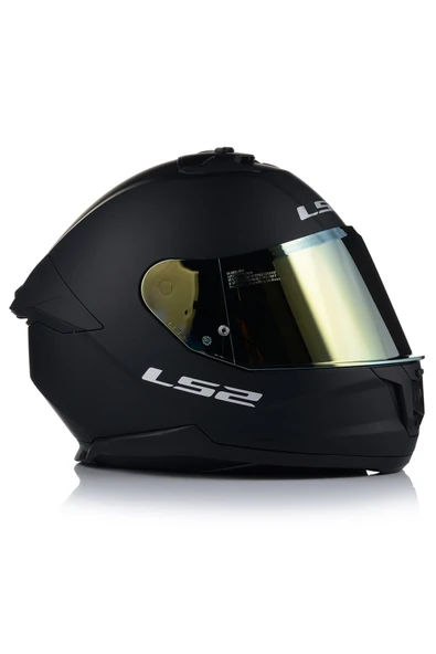 LS2 Stream 2 Mat Siyah Kapalı Motosiklet Kaskı Gold Camlı - Resim 4