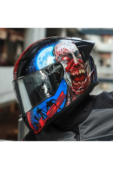 LS2 Rapıd 2 Race Zombıe Kapalı Motosiklet Kaskı Gri Camlı ürün görseli