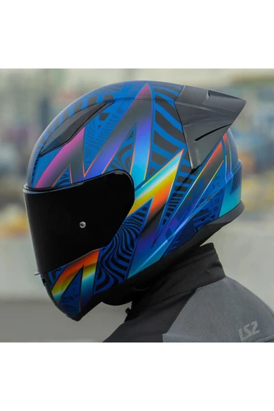 LS2 Rapid 2 Optik Race Full Face Motosiklet Kaskı Yarış Spoiler Siyah Vizörlü - Resim 7