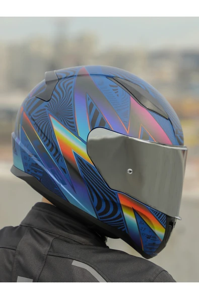 LS2 RAPID 2 OPTIK MAT MAVİ-MOR KASK - Resim 6