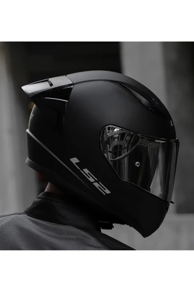 LS2 Rapıd 2 Race Mat Siyah Fullface Motosiklet Kaskı Gri Camlı - Resim 4