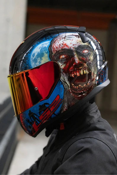 LS2 RAPID 2 ZOMBIE SİYAH-KIRMIZI KASK - Resim 4