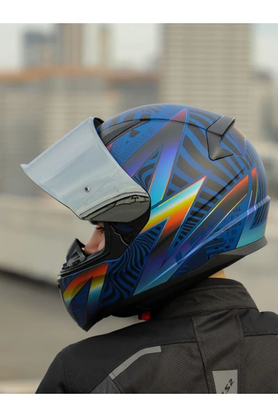 LS2 RAPID 2 OPTIK MAT MAVİ-MOR KASK - Resim 8