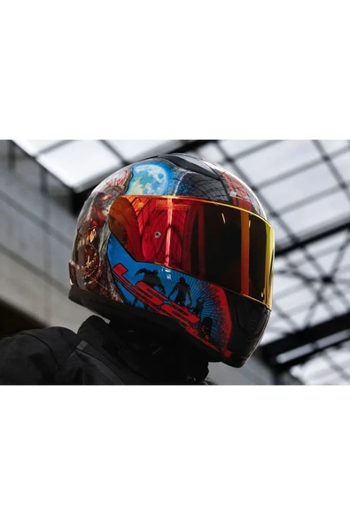 LS2 Rapıd 2 Zombıe Fullface Motosiklet Kaskı Kırmızı Camlı - Resim 2