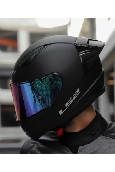 LS2 Rapıd 2 Race Mat Siyah Fullface Motosiklet Kaskı Gökkuşağı Camlı ürün görseli
