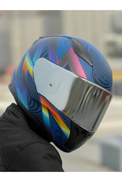 LS2 RAPID 2 OPTIK MAT MAVİ-MOR KASK - Resim 3