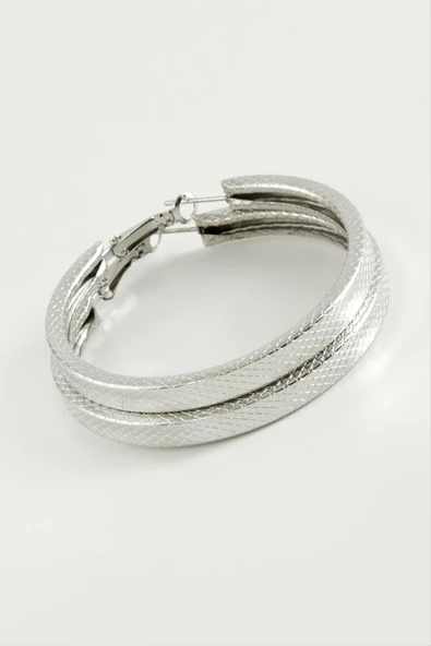 Ezme Kare Halka Küpe 5,5 cm - Resim 2