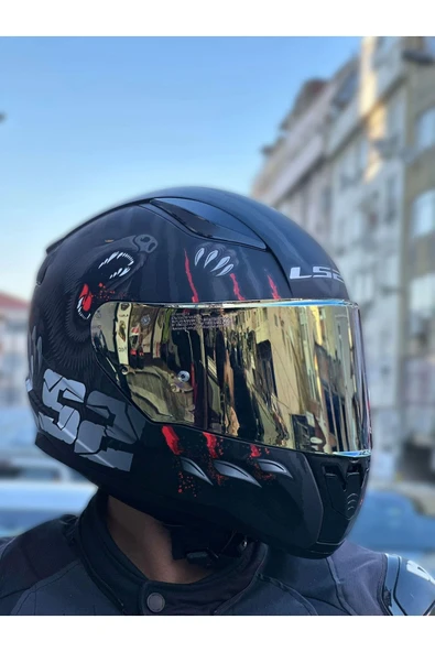 LS2 Rapıd 2 Clawn Mat Siyah-gri-kırmızı Kask - Resim 3