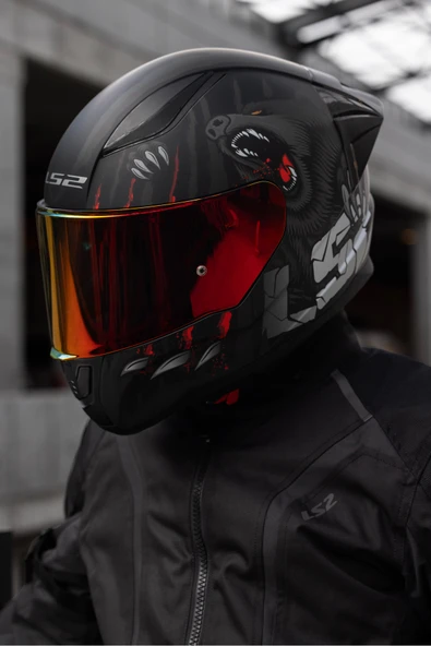 LS2 RAPID 2 RACE CLAWN KAPALI MOTOSİKLET KASKI KIRMIZI CAMLI - Resim 8