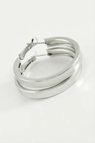 Düz Kare Halka Küpe 4,5 cm - Resim 2