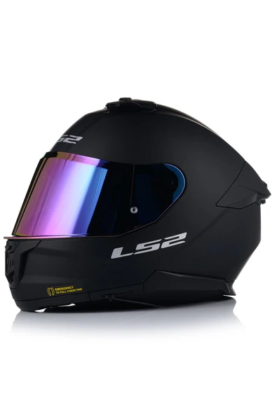 LS2 Stream 2 Mat Siyah Kapalı Motosiklet Kaskı Gökkuşağı Camlı - Resim 2