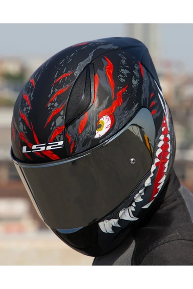 LS2 Rapıd 2 Race Kaıju  Motosiklet Kaskı Gri Camlı - Resim 5