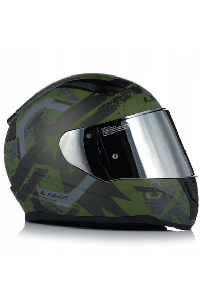 LS2 RAPID II THUNDER BIRDS MAT YEŞİL MOTOSİKLET KASKI GRİ CAMLI - Resim 2