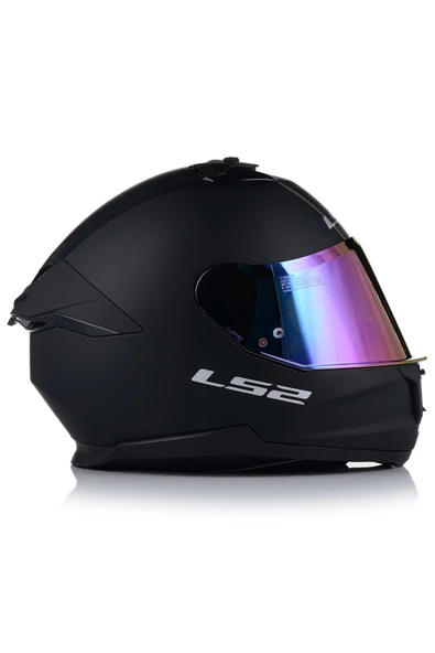 LS2 Stream 2 Mat Siyah Kapalı Motosiklet Kaskı Gökkuşağı Camlı - Resim 4