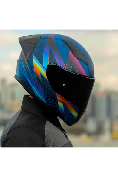 LS2 Rapid 2 Optik Race Full Face Motosiklet Kaskı Yarış Spoiler Siyah Vizörlü - Resim 3