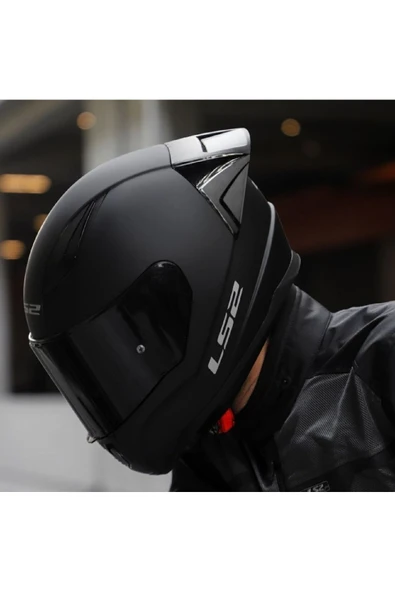 LS2 Rapıd 2 Race Mat Siyah Full Face Motosiklet Kaskı Siyah Camlı - Resim 2