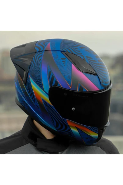 LS2 Rapid 2 Optik Race Full Face Motosiklet Kaskı Yarış Spoiler Siyah Vizörlü - Resim 6