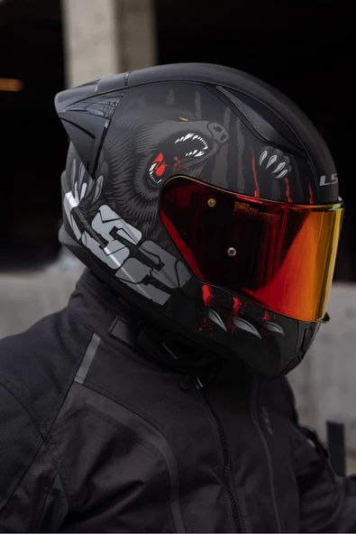 LS2 RAPID 2 RACE CLAWN KAPALI MOTOSİKLET KASKI KIRMIZI CAMLI - Resim 4