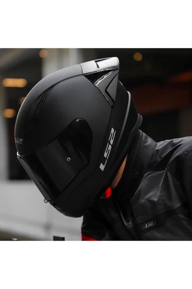 LS2 Rapid 2 Race Full Face Motosiklet Kaskı Yarış Spoiler Şeffaf Siyah Vizörlü ürün görseli