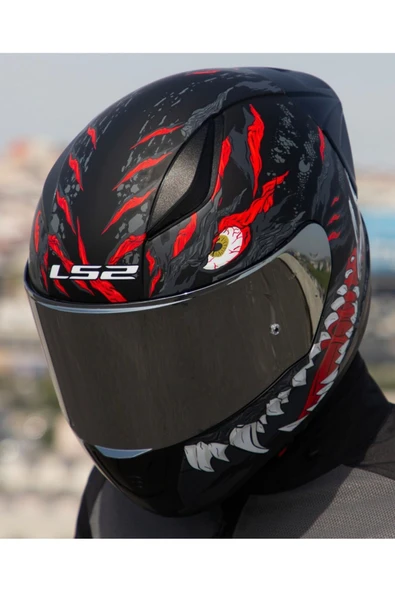 LS2 Rapıd 2 Race Kaıju  Motosiklet Kaskı Gri Camlı - Resim 3