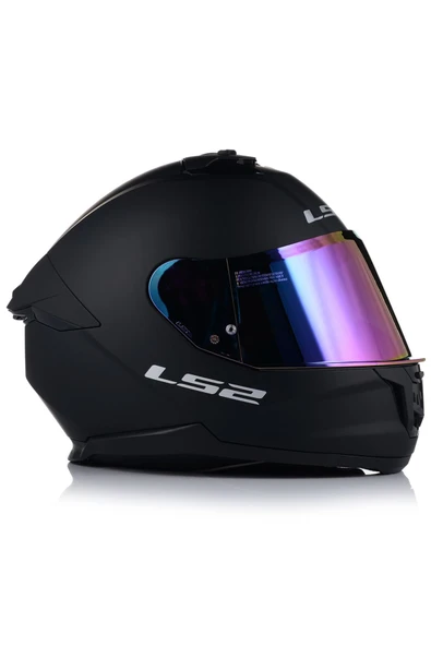 LS2 Stream 2 Mat Siyah Kapalı Motosiklet Kaskı Gökkuşağı Camlı - Resim 3