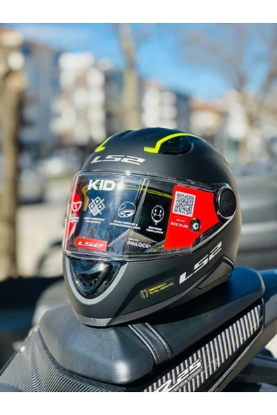 LS2 KID MAT SİYAH ÇOCUK KASK - Resim 3