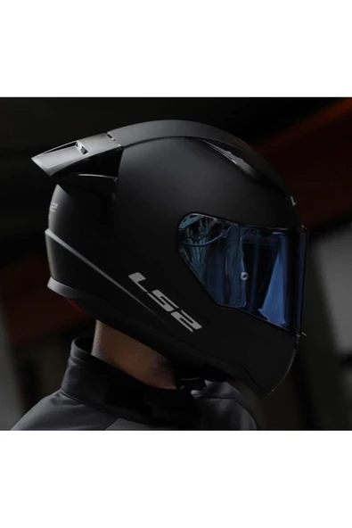 LS2 Rapıd 2 Race Mat Siyah Fullface Motosiklet Kaskı Mavi Camlı - Resim 2
