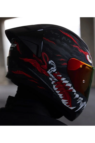LS2 Rapıd 2 Race Kaıju Fullface Motosiklet Kaskı Kırmızı Camlı ürün görseli