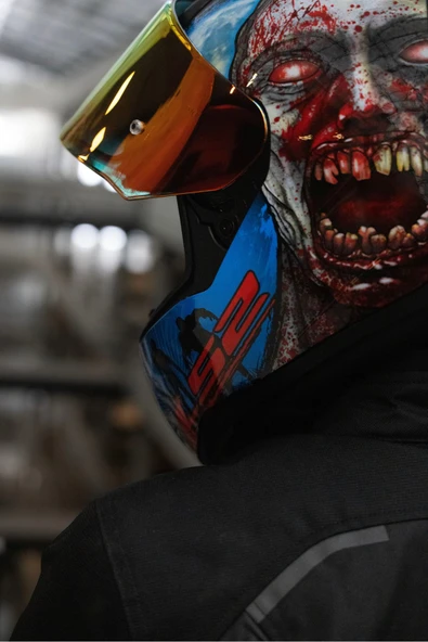 LS2 RAPID 2 ZOMBIE SİYAH-KIRMIZI KASK - Resim 6