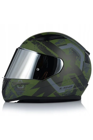 LS2 RAPID II THUNDER BIRDS MAT YEŞİL MOTOSİKLET KASKI GRİ CAMLI ürün görseli