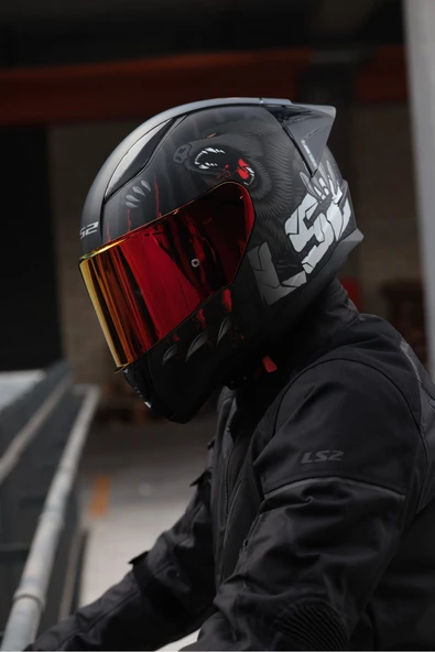 LS2 RAPID 2 RACE CLAWN KAPALI MOTOSİKLET KASKI KIRMIZI CAMLI - Resim 3