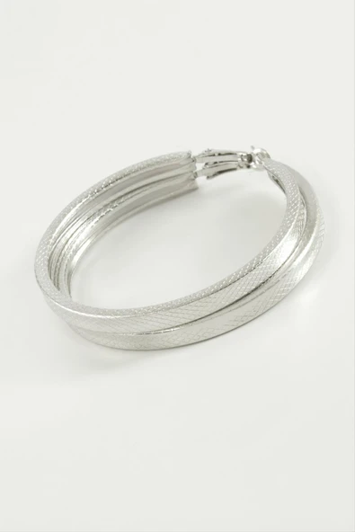 Ezme Noktalı Halka Küpe 5 cm - Resim 2