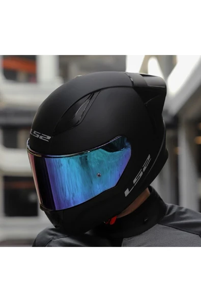 LS2 Rapıd 2 Race Mat Siyah Fullface Motosiklet Kaskı Gökkuşağı Camlı - Resim 3